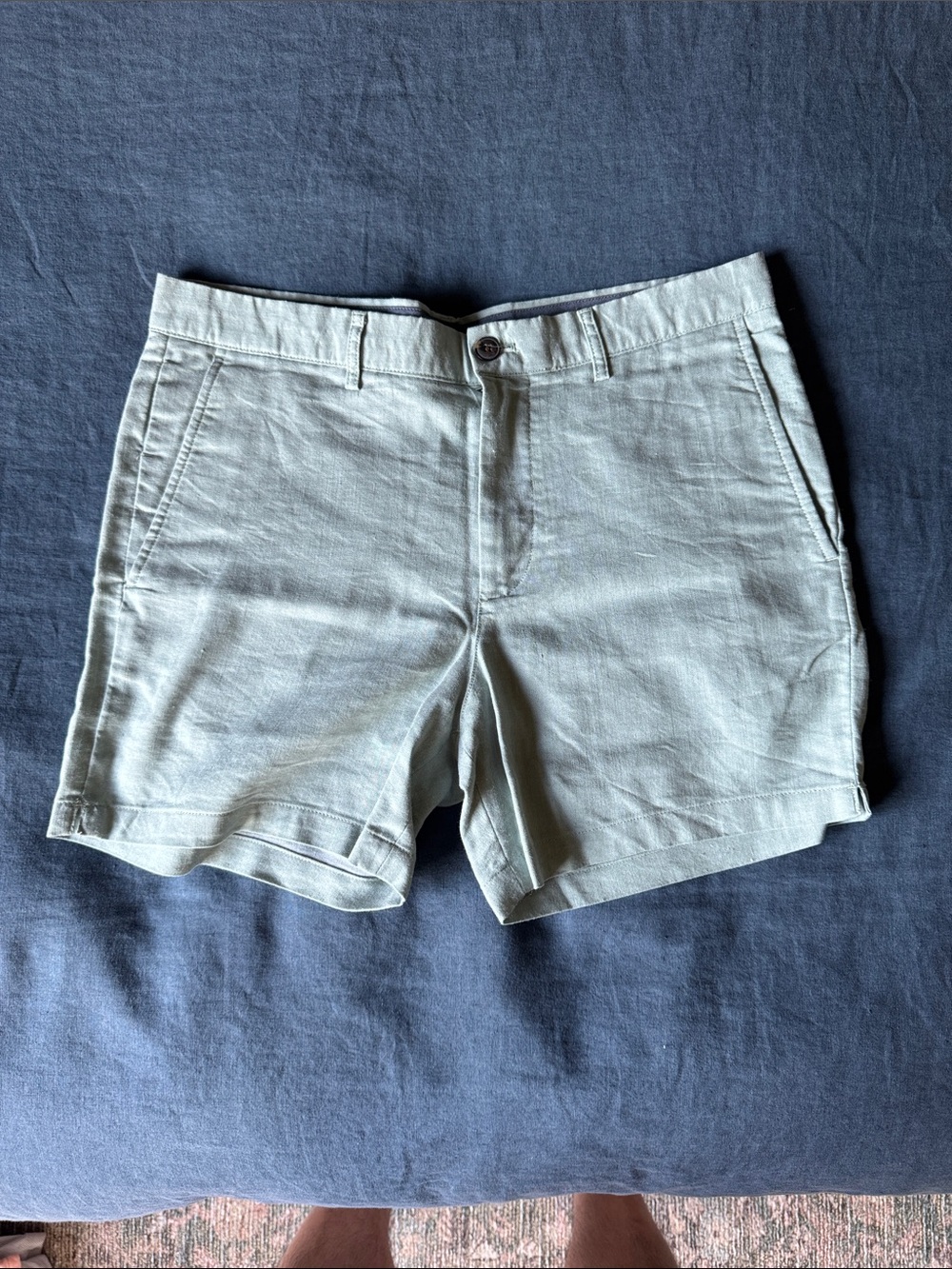 Club Monaco Casual Sage Green Linen Shorts (32)